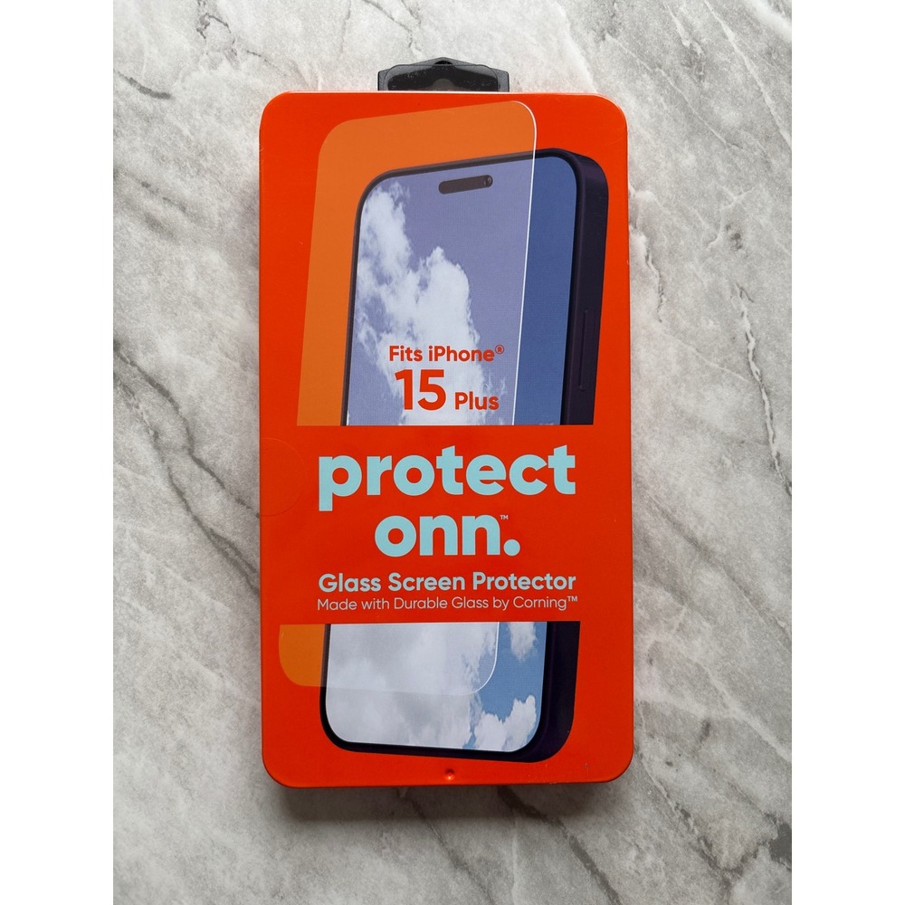 Protect‎ Onn glass screen protector iphone 15 plus clear easy application w/tray